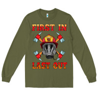 Army Green firefighter face mask with axes Long Sleeve Tee - HRA Design Shop