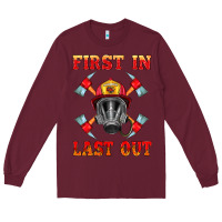Burgundy firefighter face mask with axes Long Sleeve Tee - HRA Design Shop