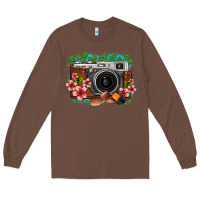 Chestnut floral lotus leaf film roll vintage camera Long Sleeve Tee - FaDigitalArtStudio