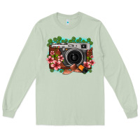 Matcha floral lotus leaf film roll vintage camera Long Sleeve Tee - FaDigitalArtStudio