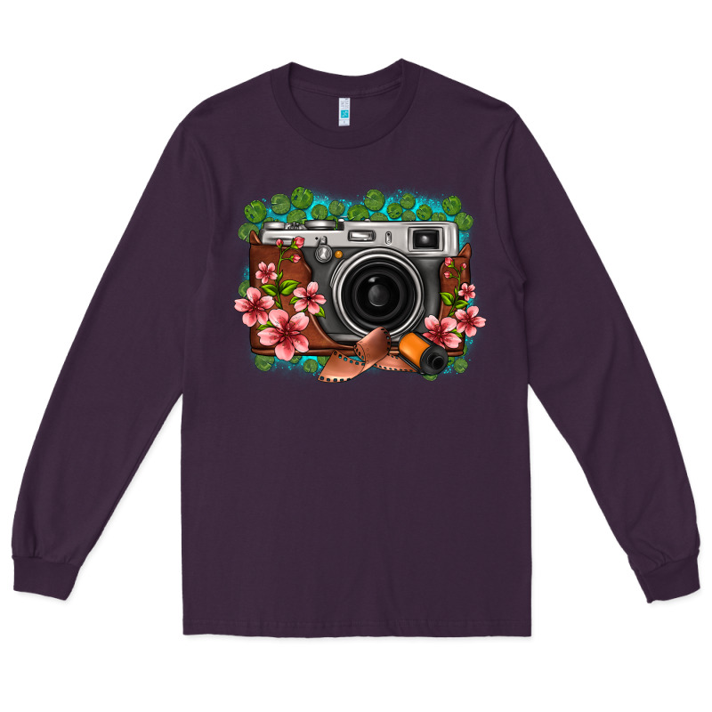 Floral Lotus Leaf Film Roll Vintage Camera Long Sleeve Tee by FaDigitalArtStudio | Teevron