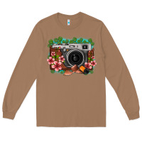 Toasted Coconut floral lotus leaf film roll vintage camera Long Sleeve Tee - FaDigitalArtStudio