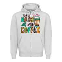 Dove Grey half nurse half coffee Zipper Hoodie - Jasminsmagicworld