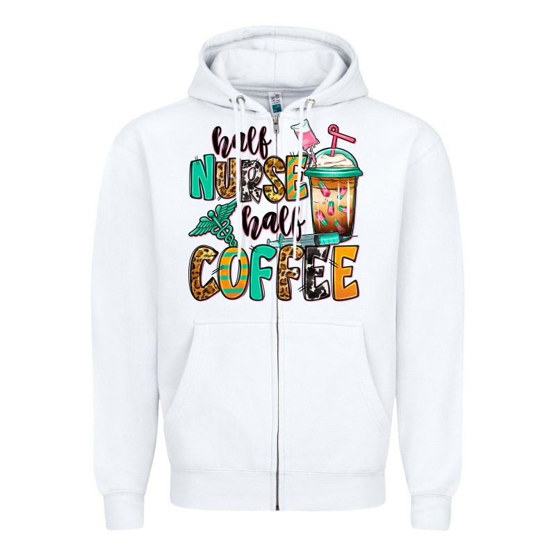 Half Nurse Half Coffee Zipper Hoodie by Jasminsmagicworld | Teevron