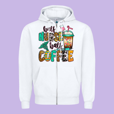 Half Nurse Half Coffee Zipper Hoodie Designed By Jasminsmagicworld