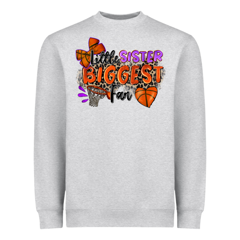 Little Sister Biggest Fan Basketball Heavyweight Sweatshirt by Zillion Design Studio | Teevron