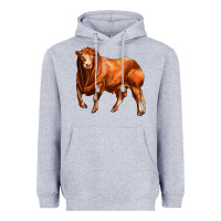 Heather Grey red angus bull Heavyweight Hoodie - LillyAllenDesigns