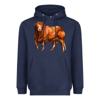 Navy red angus bull Heavyweight Hoodie - LillyAllenDesigns