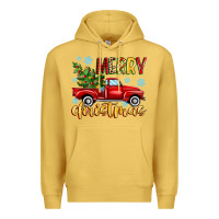 Antique Gold merry christmas truck Premium Hoodie - MaliasSmallBusiness
