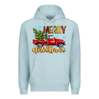 Blue Mist merry christmas truck Premium Hoodie - MaliasSmallBusiness