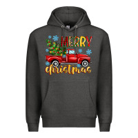 Charcoal Heather merry christmas truck Premium Hoodie - MaliasSmallBusiness