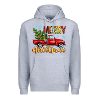 Heather Grey merry christmas truck Premium Hoodie - MaliasSmallBusiness
