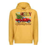 Mustard merry christmas truck Premium Hoodie - MaliasSmallBusiness