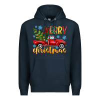 Navy merry christmas truck Premium Hoodie - MaliasSmallBusiness