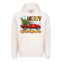 Pale Pink merry christmas truck Premium Hoodie - MaliasSmallBusiness