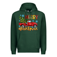 Sports Green merry christmas truck Premium Hoodie - MaliasSmallBusiness