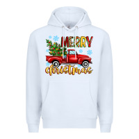 White merry christmas truck Premium Hoodie - MaliasSmallBusiness