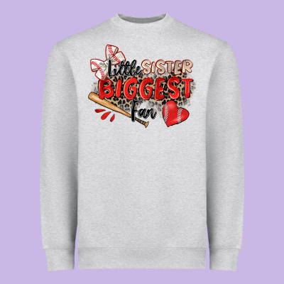 Little Sister Biggest Fan Baseball Heavyweight Sweatshirt Designed By Zillion Design Studio