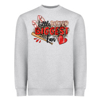Heather Grey little sister biggest fan baseball Heavyweight Sweatshirt - Zillion Design Studio