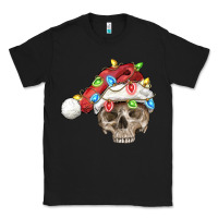 Black Christmas skull with santa hat Classic Tee - FaDigitalArtStudio