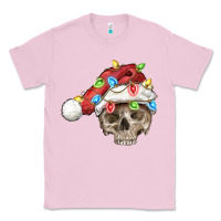 Bubblegum Pink Christmas skull with santa hat Classic Tee - FaDigitalArtStudio