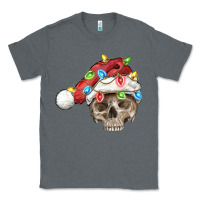 Charcoal Heather Christmas skull with santa hat Classic Tee - FaDigitalArtStudio