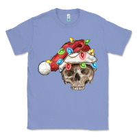 Colony Blue Christmas skull with santa hat Classic Tee - FaDigitalArtStudio