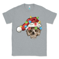 Heather Grey Christmas skull with santa hat Classic Tee - FaDigitalArtStudio
