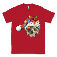 Red Christmas skull with santa hat Classic Tee - FaDigitalArtStudio