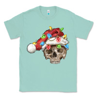 Seafoam Christmas skull with santa hat Classic Tee - FaDigitalArtStudio
