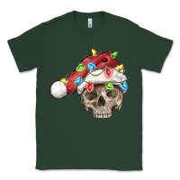 Sports Green Christmas skull with santa hat Classic Tee - FaDigitalArtStudio