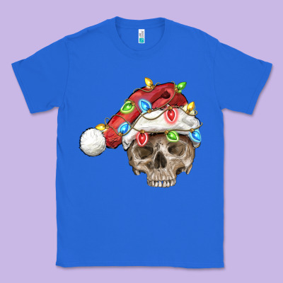 Christmas Skull With Santa Hat Classic Tee Designed By Fadigitalartstudio