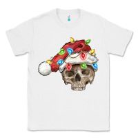 White Christmas skull with santa hat Classic Tee - FaDigitalArtStudio