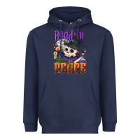Navy Read in peace Halloween Heavyweight Hoodie - NancyCooperArtShop
