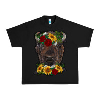 Black bison face with flowers Urban Heavy Tee - RanaPortraitStore