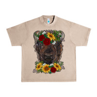 French Oak bison face with flowers Urban Heavy Tee - RanaPortraitStore