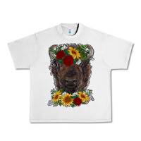 Lunar Rock bison face with flowers Urban Heavy Tee - RanaPortraitStore