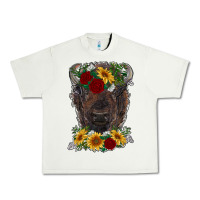 Pistachio bison face with flowers Urban Heavy Tee - RanaPortraitStore