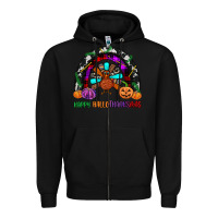 Black happy hallothanksmas Zipper Hoodie - JahusDesignShop