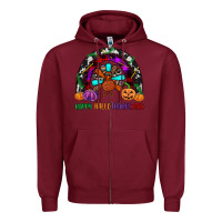 Burgundy happy hallothanksmas Zipper Hoodie - JahusDesignShop
