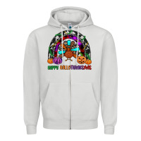 Dove Grey happy hallothanksmas Zipper Hoodie - JahusDesignShop