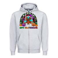 Heather Grey happy hallothanksmas Zipper Hoodie - JahusDesignShop