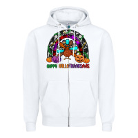 White happy hallothanksmas Zipper Hoodie - JahusDesignShop