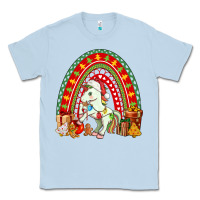 Dusty Blue Christmas Unicorn Rainbow Classic Tee - FaDigitalArtStudio