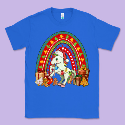 Christmas Unicorn Rainbow Classic Tee Designed By Fadigitalartstudio