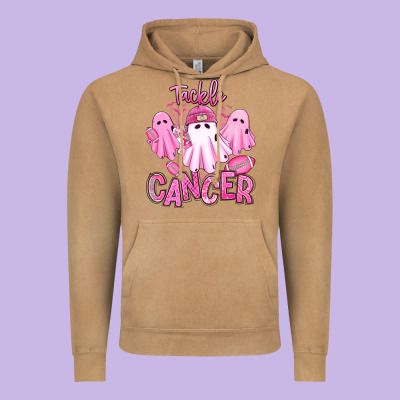 Vintage Hoodie tackle cancer halloween ghosts american football