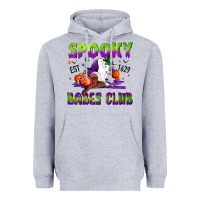 Heather Grey Spooky babes club Heavyweight Hoodie - NancyCooperArtShop