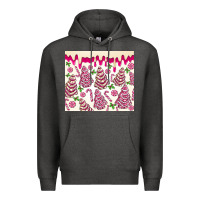 Charcoal Heather pink christmas tree cakes Premium Hoodie - MaliasSmallBusiness