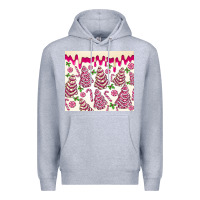 Heather Grey pink christmas tree cakes Premium Hoodie - MaliasSmallBusiness