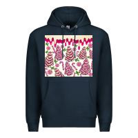 Navy pink christmas tree cakes Premium Hoodie - MaliasSmallBusiness